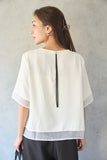 シアーミックスブラウスTシャツ　オフホワイト