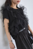 3WAYフリルTシャツ　BLACK