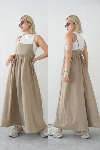 タフタレースアップキャミワンピース Beige