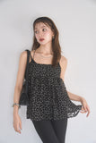 チュールフラワー刺繍キャミ　BLACK