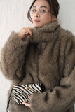 フェイクファーコート　BROWN