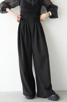 ピンタックワイドパンツ　BLACK