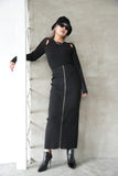 フロントZIPニットスカート Black