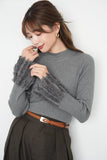 フリンジカフスニット　GRAY