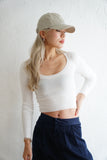 Uネックニットトップス Ivory