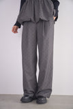 フロッキードットプリントタックパンツ　GRAY