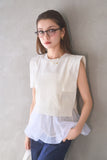 ペプラムバルーンドッキングニットトップス　IVORY