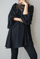 ギャザーＶチュニック Black