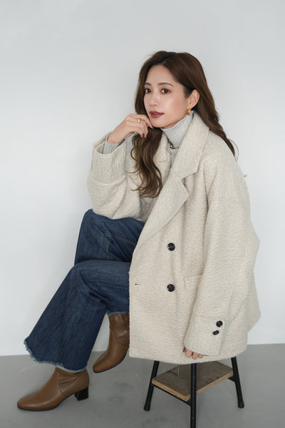 カールシャギーダブルコート IVORY