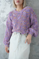 MIXカラーオーバーKNIT TOPS　LAVENDER