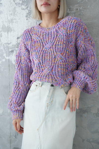 MIXカラーオーバーKNIT TOPS　LAVENDER