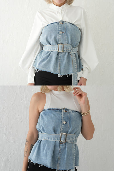 DENIM ビスチェ　ライトブルー