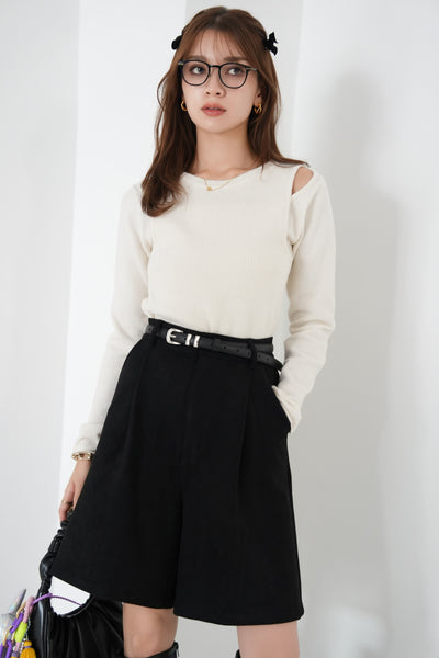 フェイクスエードショートパンツ　BLACK