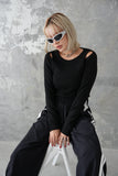 リサイクルオープンショルダーTOPS　BLACK