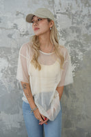 チュールレイヤードTシャツ　IVORY
