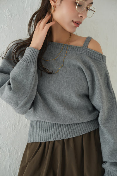 ワンショルKNITプルオーバー　GRAY
