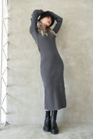 ハーフジップニットワンピース CharcoalGray