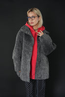 シャギースタンドカラーコート　Chacoal