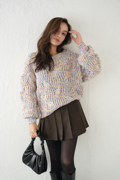 MIXカラーオーバーKNIT TOPS　IVORY