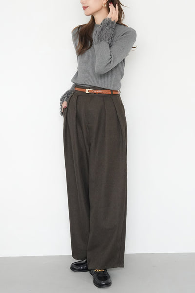 ツイルパイピングカーブパンツ　BROWN