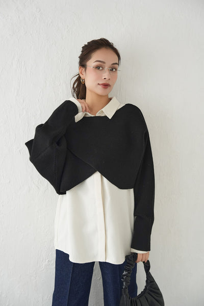 【2点SET】レイヤードニットセット　BLACK