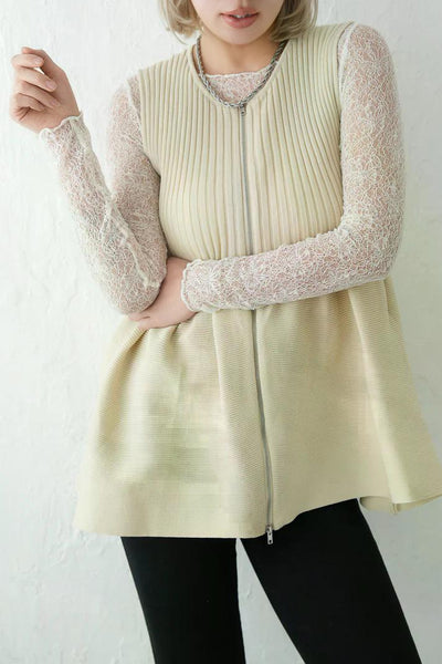 フロントZIPペプラムビスチェ　IVORY