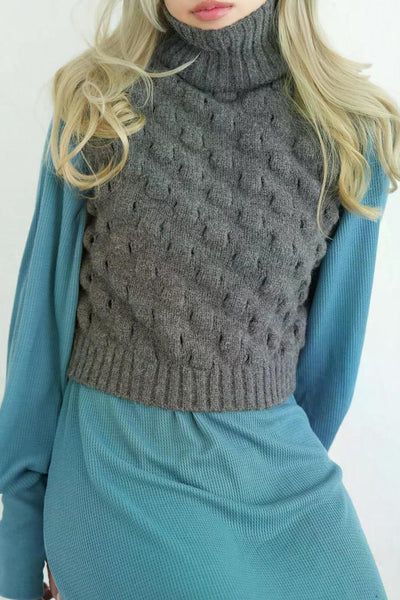 タートルニットベスト　グレー