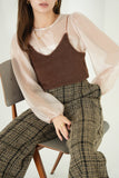 シアーブラウス×シャギービスチェセット　BEIGE