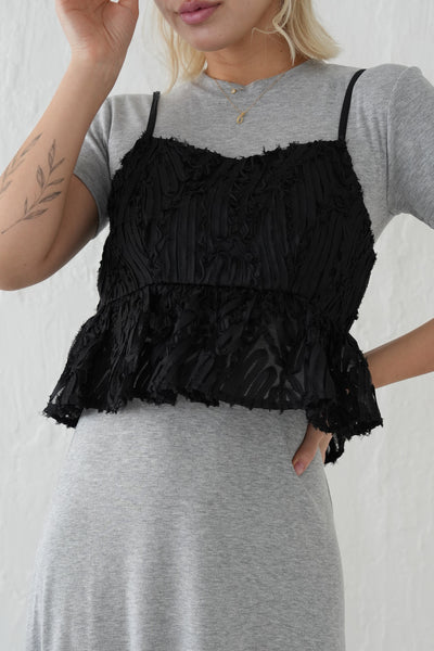 ラインレースビスチェキャミ　BLACK