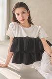 【残りわずか！】ドッキングフリルTシャツ　MIX