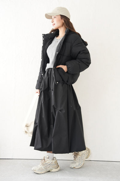 タックデザインスカート　BLACK