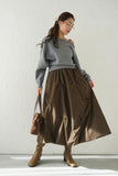 タックデザインスカート　BROWN