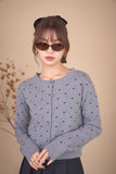ドットクルーネックカーディガン　GRAY