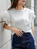 袖アシメフリルTシャツ　WHITE