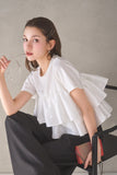 【残りわずか！】ドッキングフリルTシャツ　WHITE