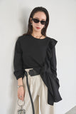 フリルロングTシャツ　BLACK