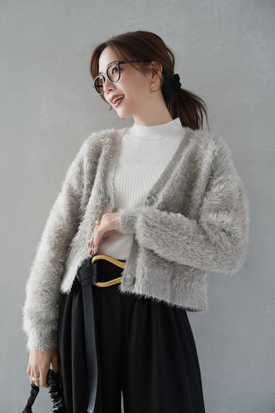 フェザーニットカーディガン　GRAY