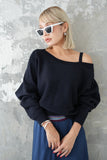ワンショルKNITプルオーバー　NAVY