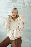 ダブルZIP オーバーサイズパーカー　BEIGE
