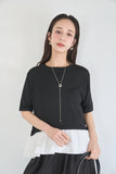 ドッキングバルーン半袖トップス　BLACK
