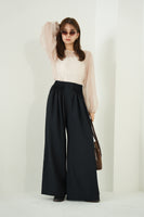 ピンタックワイドパンツ　NAVY