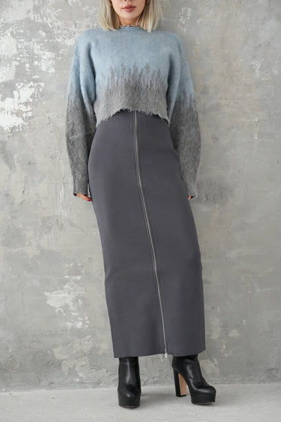 フロントZIPニットスカート Charcoalgrey