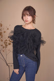 2wayチュールロングTシャツ　BLACK
