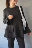 ペプラムブラウス　BLACK