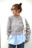 ニットドッキングバルーントップス　GRAY