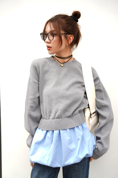 ニットドッキングバルーントップス　GRAY
