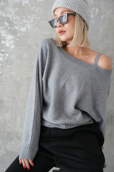 ワンショルKNITプルオーバー　GRAY