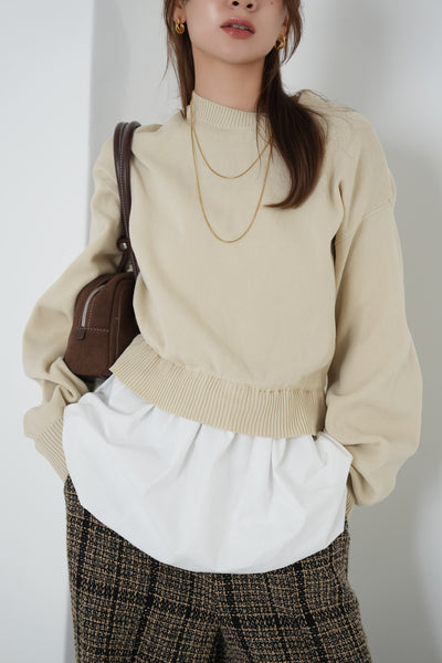ニットドッキングバルーントップス　IVORY