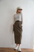 ベルト付きカーゴスカート Khaki