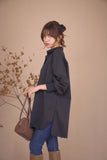 袖リブスキッパーチュニック　BLACK